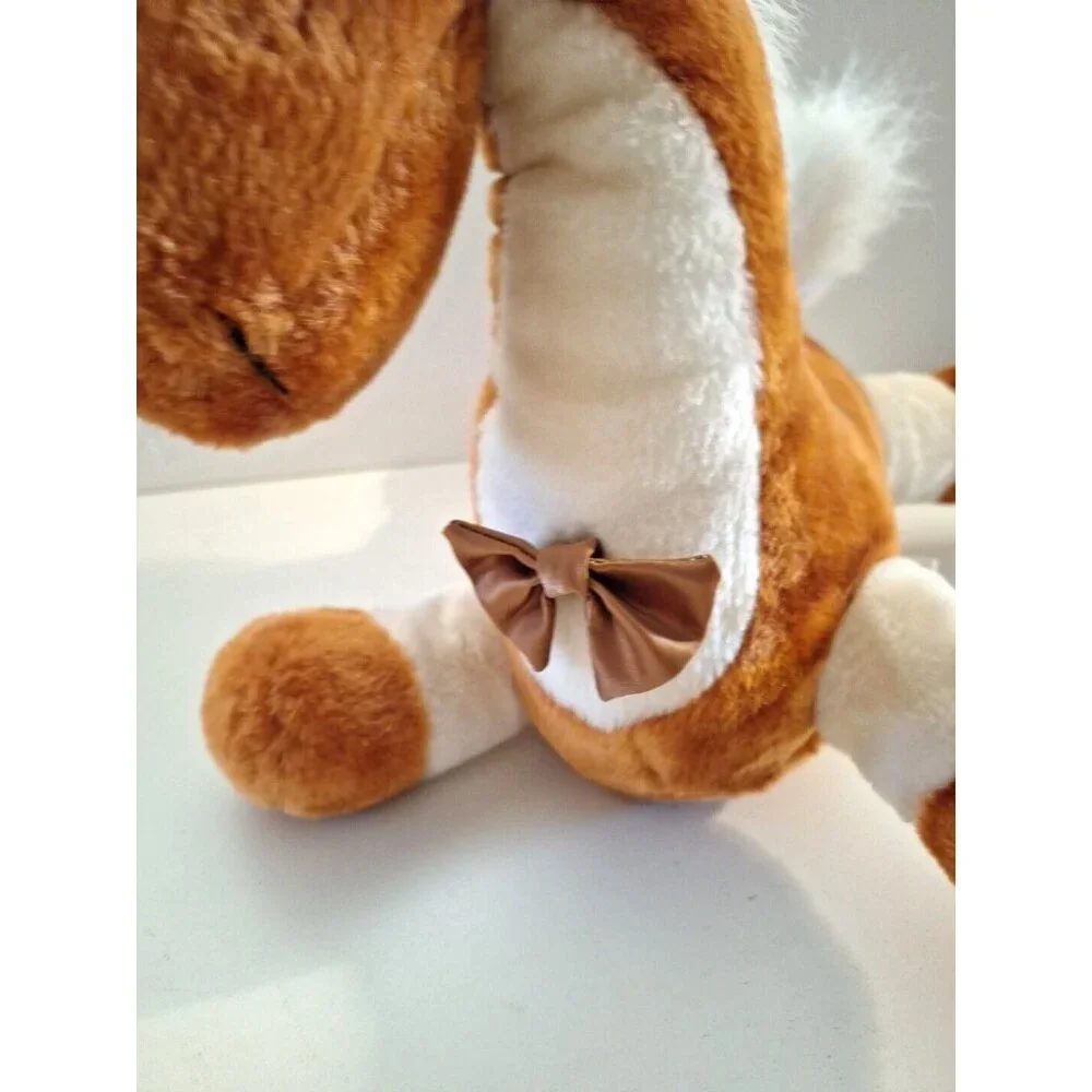 Lynn Weisberg 1985 Brown White Plush Horse Pony Bow Enesco - Picture 2 of 16